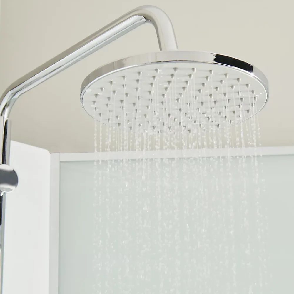 Cabine De Douche|GoodHome Cabine de douche 1/4 de cercle l.85 x L.85 x H.225 cm – hydromassante, blanc, montage rapide, Onega