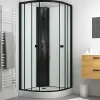 Aurlane Cabine de douche 1/4 de cercle 85x85x200 cm - Portes coulissantes - Fonds Blancs & Profilés Noir Mat