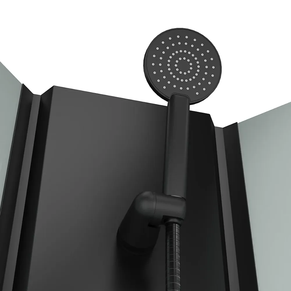 Aurlane Cabine de douche 1/4 de cercle 85x85x200 cm - Portes coulissantes - Fonds Blancs & Profilés Noir Mat
