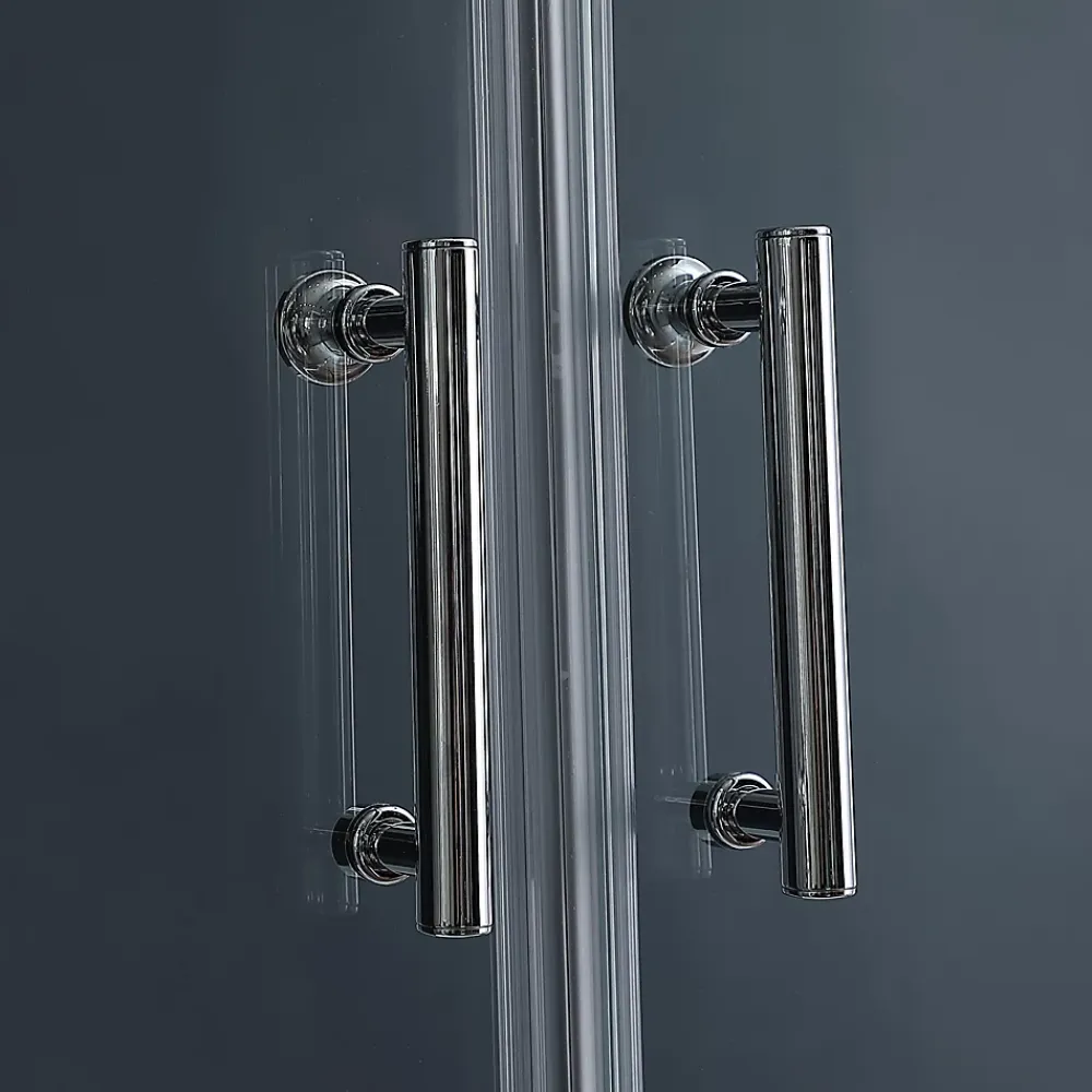 Cabine De Douche|GoodHome Cabine de douche 1/4 de cercle l.90 x L.90 x H.215 cm – hydromassante, gris anthracite, profilés chromés, montage rapide, Onega