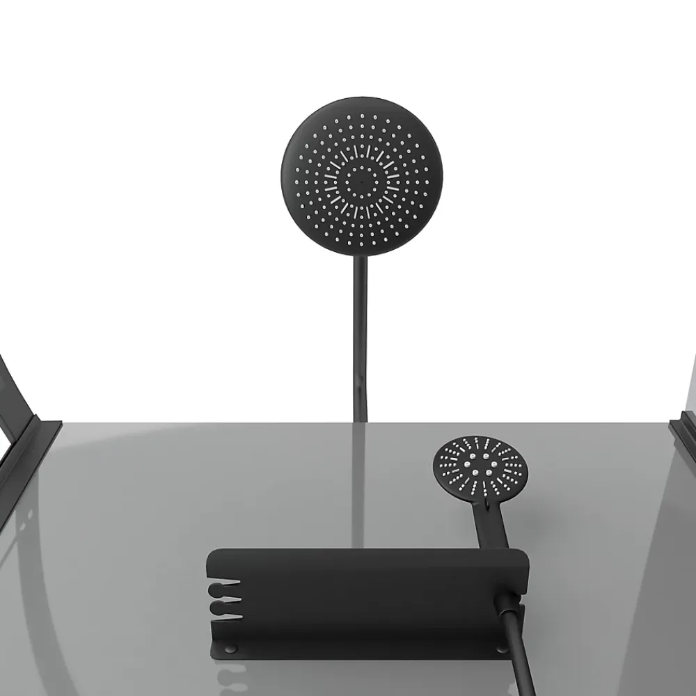 Galedo Cabine de douche 1/4 de cercle l.90 x L.90 x H.215 cm – équipements noir mat, grande ouverture, Grey Touch