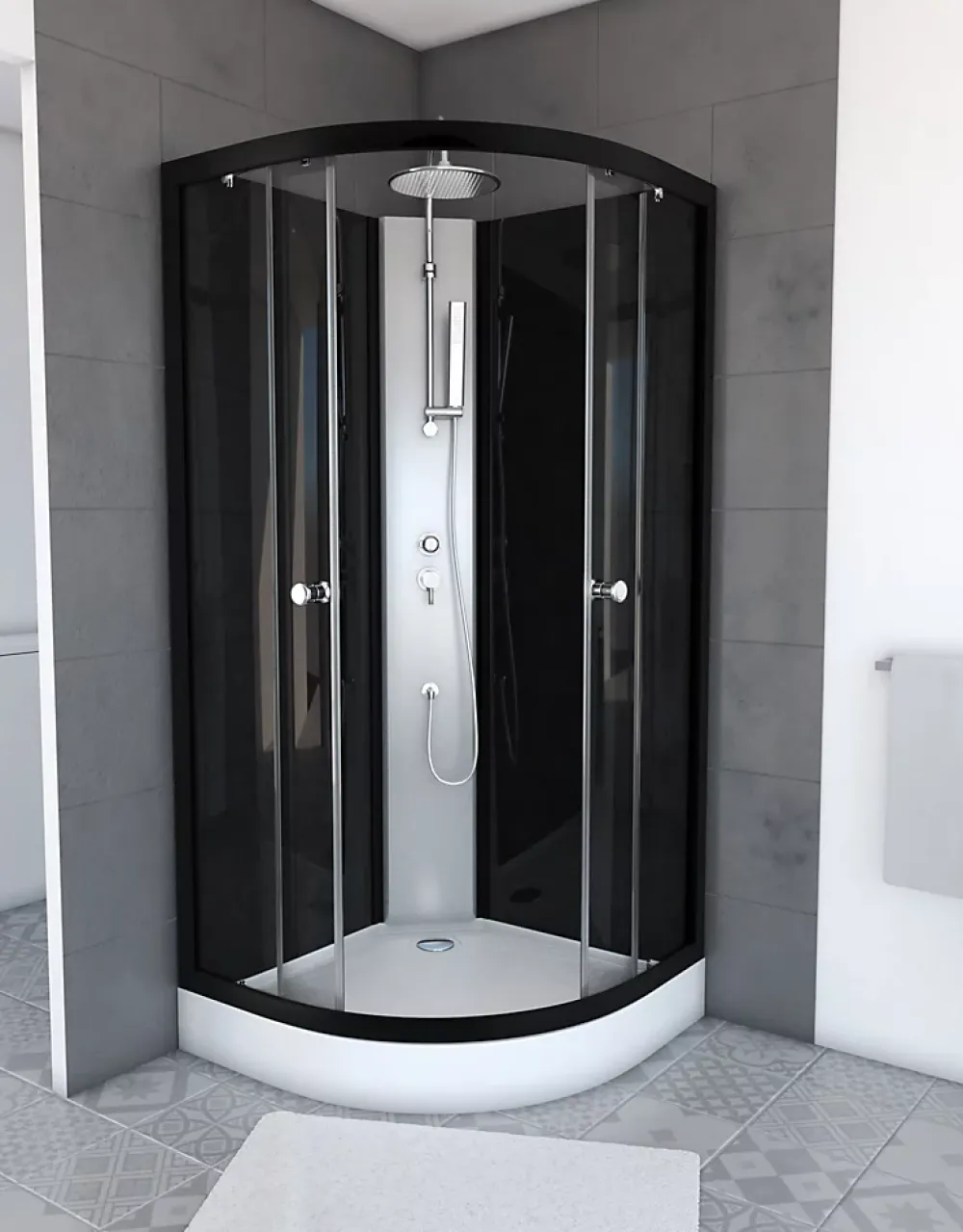 Cabine De Douche|Aurlane Cabine de douche 1/4 de cercle 85x85x225cm - NEBULA