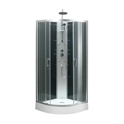 GoodHome Cabine de douche 1/4 de cercle l.85 x L.85 x H.225 cm – hydromassante, chromé, montage rapide, Onega