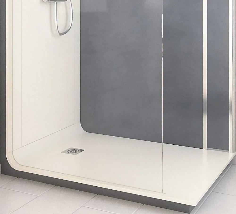 Cabine De Douche Pmr| Cabine de douche à l’italienne l.90 x L.140 x H.218 cm – effet béton, receveur de plain-pied, Elmer Serenity