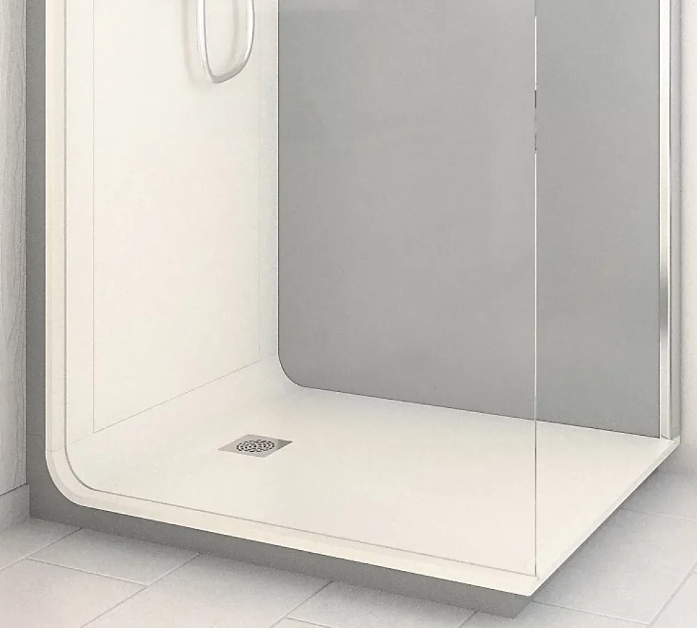 Cabine De Douche Pmr| Cabine de douche à l’italienne l.90 x L.120 x H.218 cm – effet ciment, receveur de plain-pied antidérapant, Elmer Serenity