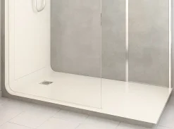 Cabine De Douche Pmr| Cabine de douche à l’italienne l.90 x L.170 x H.218 cm – effet pierre grise, receveur de plain-pied, Elmer Serenity