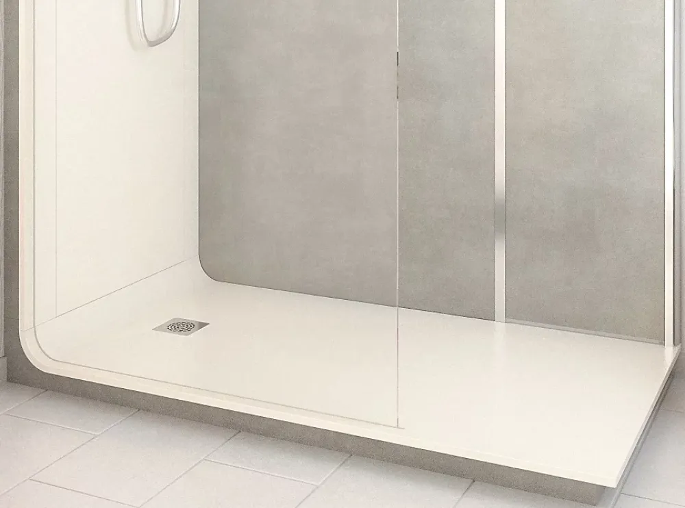 Cabine De Douche Pmr| Cabine de douche à l’italienne l.90 x L.170 x H.218 cm – effet pierre grise, receveur de plain-pied, Elmer Serenity