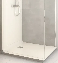 Cabine De Douche Pmr| Cabine de douche à l’italienne l.80 x L.120 x H.218 cm – effet pierre grise, receveur de plain-pied, Elmer Serenity