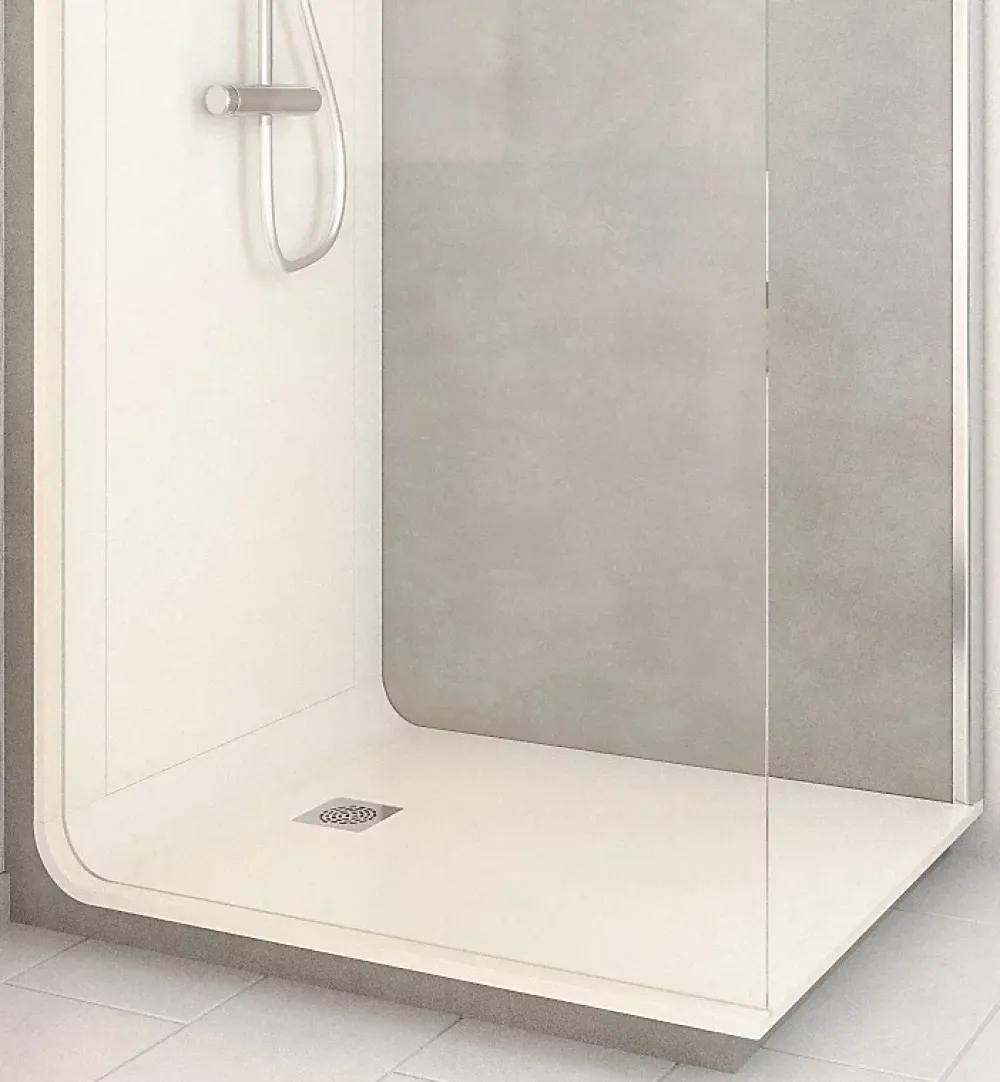 Cabine De Douche Pmr| Cabine de douche à l’italienne l.80 x L.120 x H.218 cm – effet pierre grise, receveur de plain-pied, Elmer Serenity