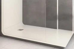 Cabine De Douche Pmr| Cabine de douche à l’italienne l.80 x L.160 x H.218 cm – effet pierre charbon, receveur de plain-pied, Elmer Serenity