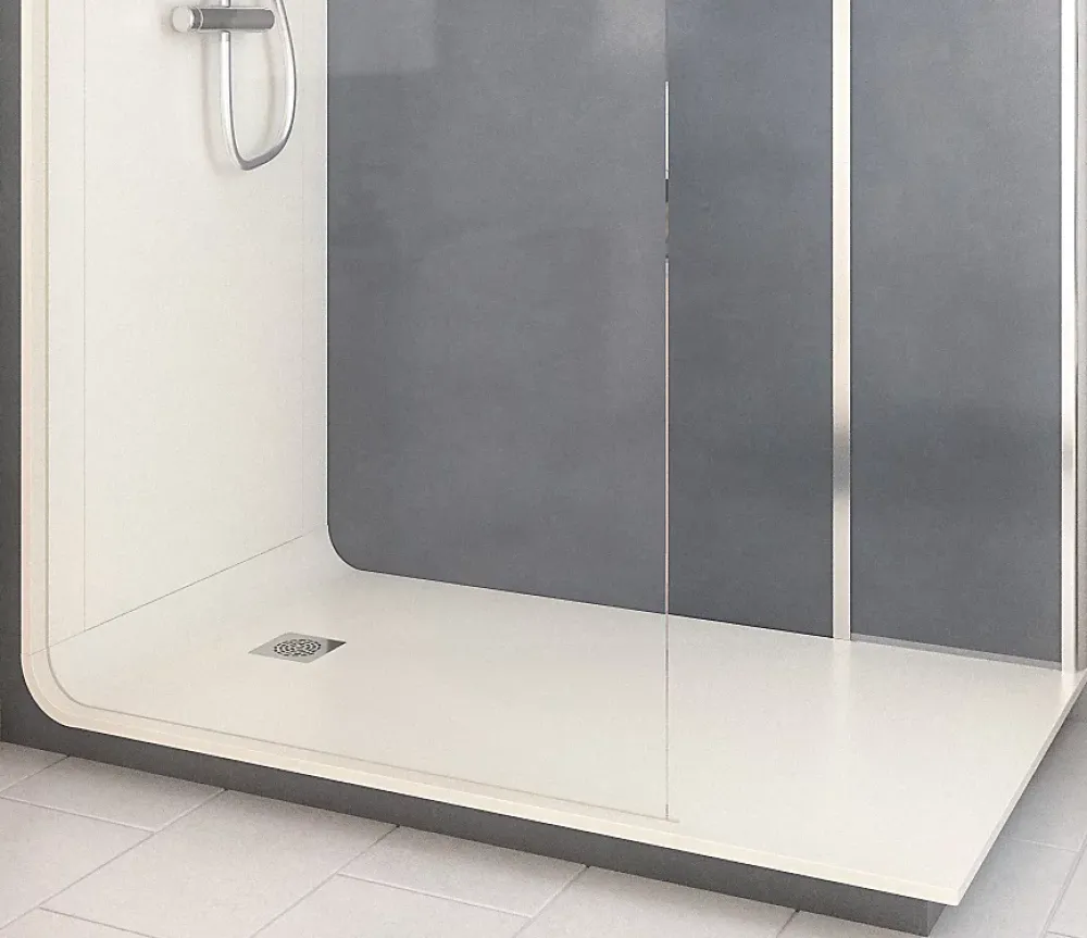 Cabine De Douche Pmr| Cabine de douche à l’italienne l.80 x L.160 x H.218 cm – effet béton, receveur de plain-pied, Elmer Serenity