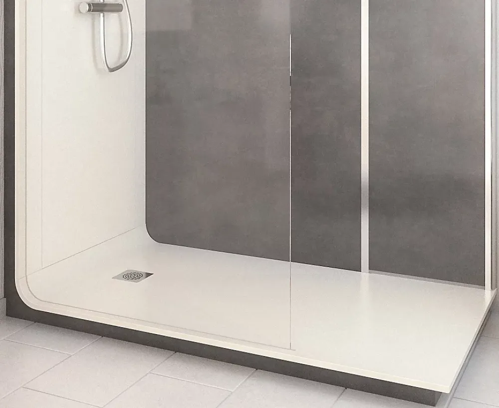 Cabine De Douche Pmr| Cabine de douche à l’italienne l.80 x L.170 x H.218 cm – effet pierre charbon, receveur de plain-pied, Elmer Serenity