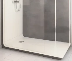 Cabine De Douche Pmr| Cabine de douche à l’italienne l.90 x L.160 x H.218 cm – effet pierre charbon, receveur de plain-pied, Elmer Serenity
