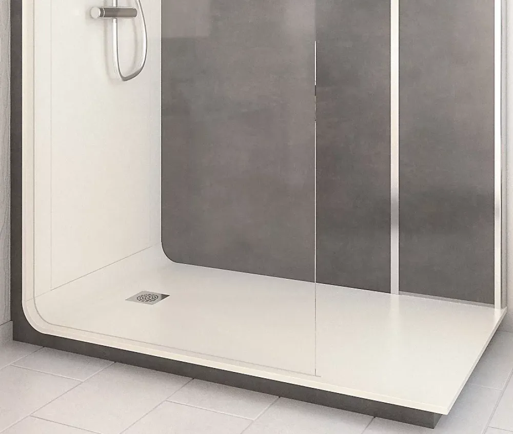 Cabine De Douche Pmr| Cabine de douche à l’italienne l.90 x L.160 x H.218 cm – effet pierre charbon, receveur de plain-pied, Elmer Serenity