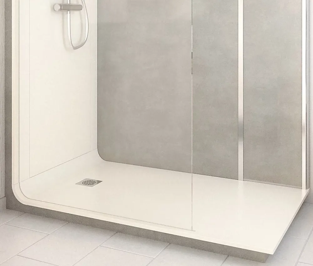 Cabine de douche à l’italienne l.90 x L.160 x H.218 cm – effet pierre grise, receveur de plain-pied, Elmer Serenity