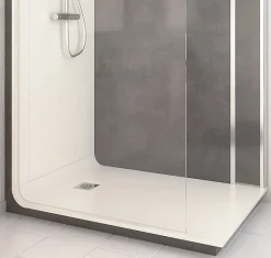 Cabine De Douche Pmr| Cabine de douche à l’italienne l.80 x L.140 x H.218 cm – effet pierre charbon, receveur de plain-pied, Elmer Serenity