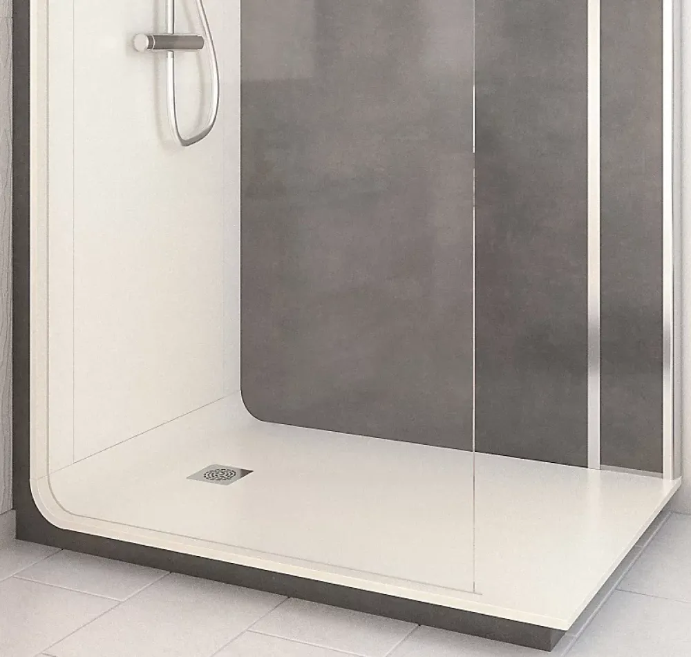 Cabine De Douche Pmr| Cabine de douche à l’italienne l.80 x L.140 x H.218 cm – effet pierre charbon, receveur de plain-pied, Elmer Serenity