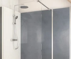 Cabine de douche à l’italienne l.80 x L.170 x H.218 cm – effet béton, receveur de plain-pied, Elmer Serenity