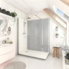 Cabine De Douche Pmr| Cabine de douche à l’italienne l.80 x L.160 x H.218 cm – effet ciment, receveur de plain-pied, Elmer Serenity