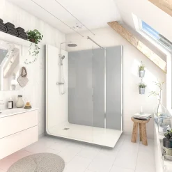 Cabine De Douche Pmr| Cabine de douche à l’italienne l.80 x L.160 x H.218 cm – effet ciment, receveur de plain-pied, Elmer Serenity
