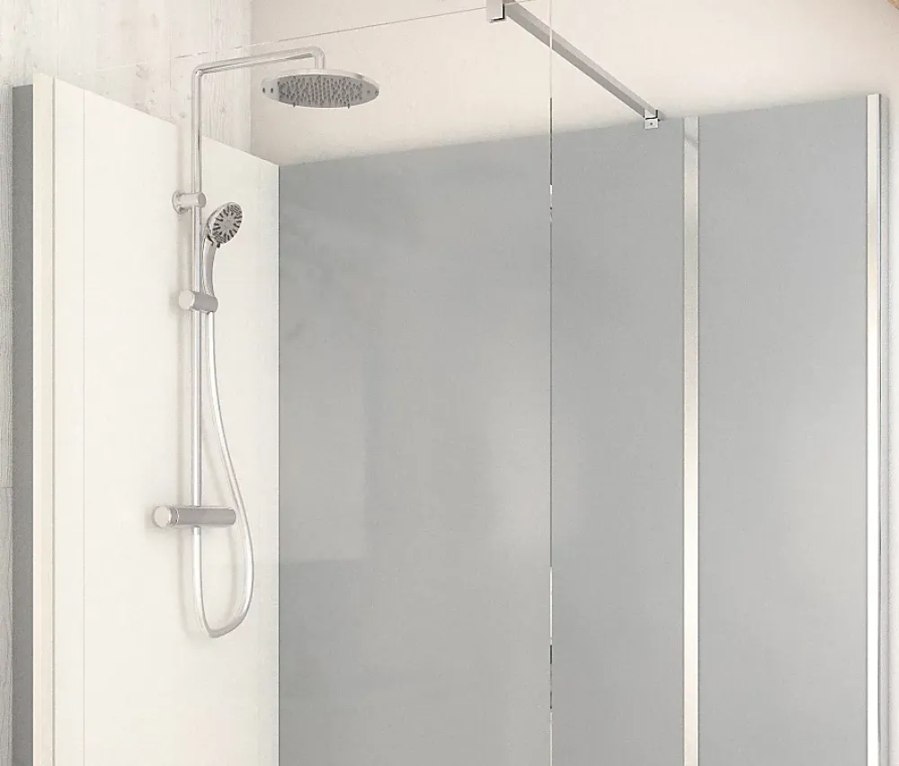 Cabine De Douche Pmr| Cabine de douche à l’italienne l.80 x L.160 x H.218 cm – effet ciment, receveur de plain-pied, Elmer Serenity