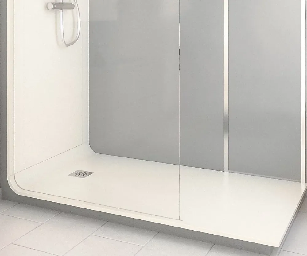 Cabine de douche à l’italienne l.90 x L.170 x H.218 cm – effet ciment, receveur de plain-pied, Elmer Serenity