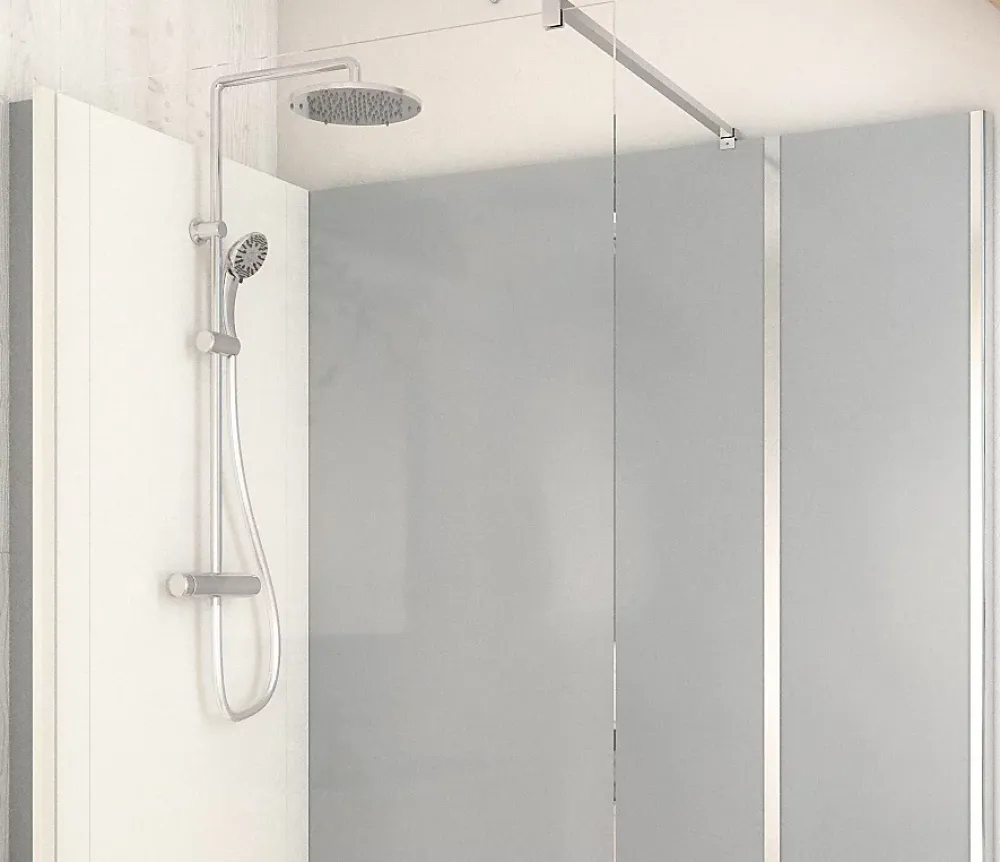 Cabine De Douche Pmr| Cabine de douche à l’italienne l.90 x L.160 x H.218cm – effet ciment, receveur de plain-pied, Elmer Serenity