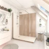 Cabine De Douche Pmr| Cabine de douche à l’italienne l.80 x L.170 x H.218 cm – effet bois, receveur de plain-pied, Elmer Serenity