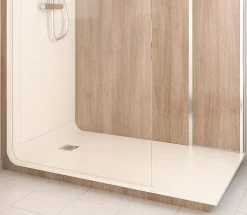 Cabine de douche à l’italienne l.80 x L.160 x H.218 cm – effet bois, receveur de plain-pied, Elmer Serenity