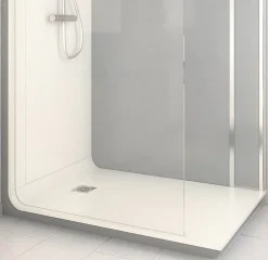 Cabine De Douche Pmr| Cabine de douche à l’italienne l.90 x L.140 x H.218 cm – effet ciment, receveur de plain-pied, Elmer Serenity