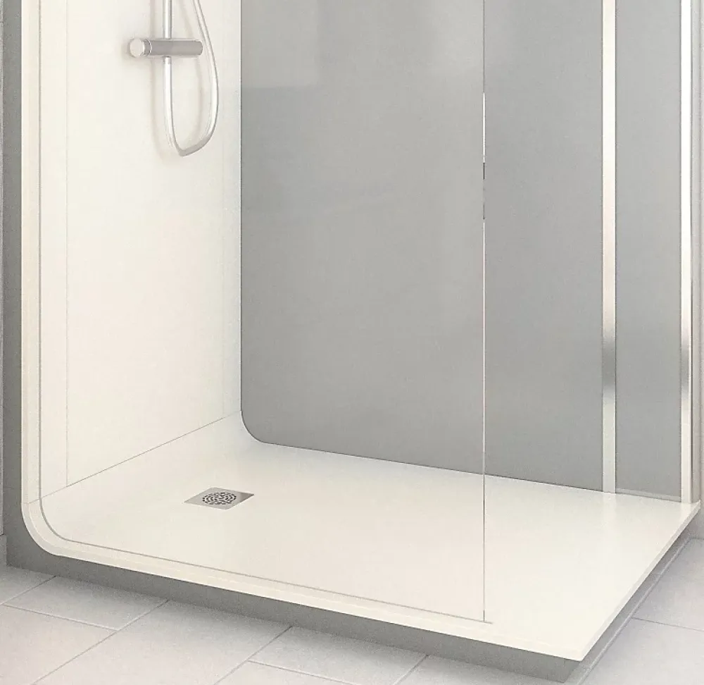 Cabine De Douche Pmr| Cabine de douche à l’italienne l.90 x L.140 x H.218 cm – effet ciment, receveur de plain-pied, Elmer Serenity