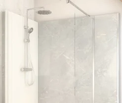 Cabine De Douche Pmr| Cabine de douche à l’italienne l.80 x L.160 x H.218 cm – effet marbre gris, receveur de plain-pied, Elmer Serenity