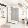 Cabine de douche à l’italienne l.80 x L.140 x H.218 cm – effet ciment, receveur de plain-pied, Elmer Serenity