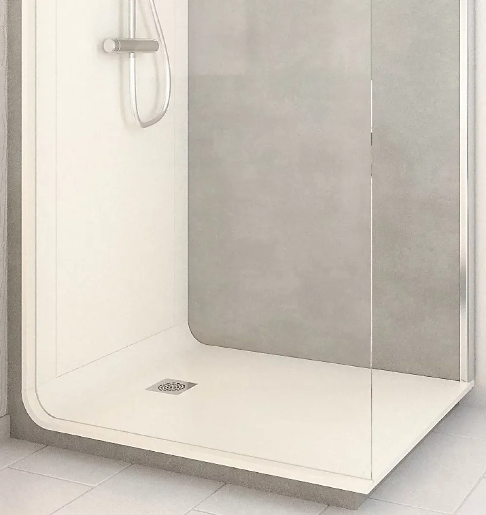 Cabine de douche à l’italienne l.90 x L.120 x H.218 cm – effet pierre grise, receveur de plain-pied, Elmer Serenity