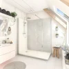 Cabine De Douche Pmr| Cabine de douche à l’italienne l.80 x L.170 x H.218 cm – effet marbre gris, receveur de plain-pied, Elmer Serenity