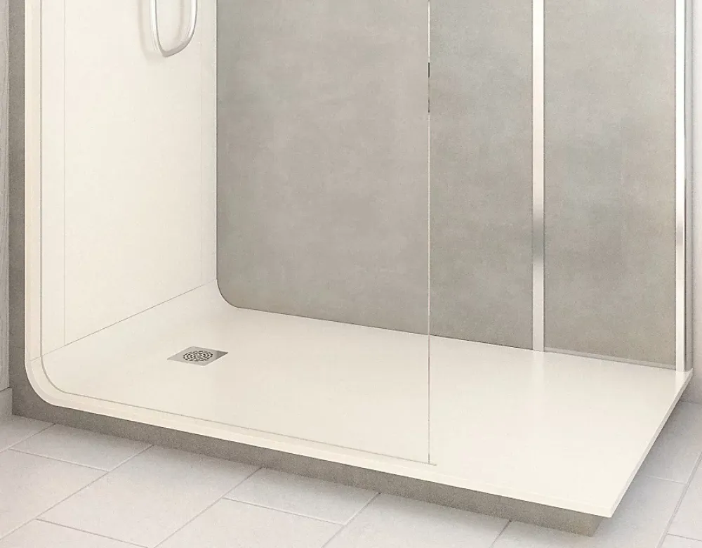 Cabine De Douche Pmr| Cabine de douche à l’italienne l.80 x L.160 x H.218 cm – effet pierre grise, receveur de plain-pied, Elmer Serenity