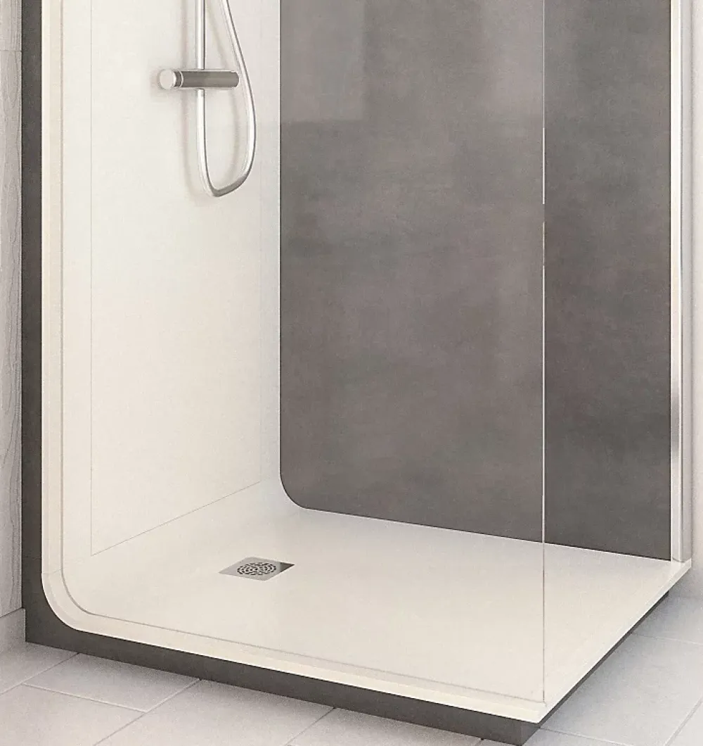 Cabine De Douche Pmr| Cabine de douche à l’italienne l.80 x L.120 x H.218 cm – effet pierre charbon, receveur de plain-pied, Elmer Serenity