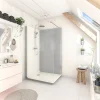Cabine de douche à l’italienne l.80 x L.120 x H.218 cm – effet ciment, receveur de plain-pied antidérapant, Elmer Serenity