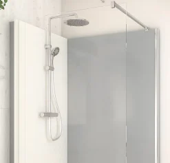 Cabine de douche à l’italienne l.80 x L.120 x H.218 cm – effet ciment, receveur de plain-pied antidérapant, Elmer Serenity