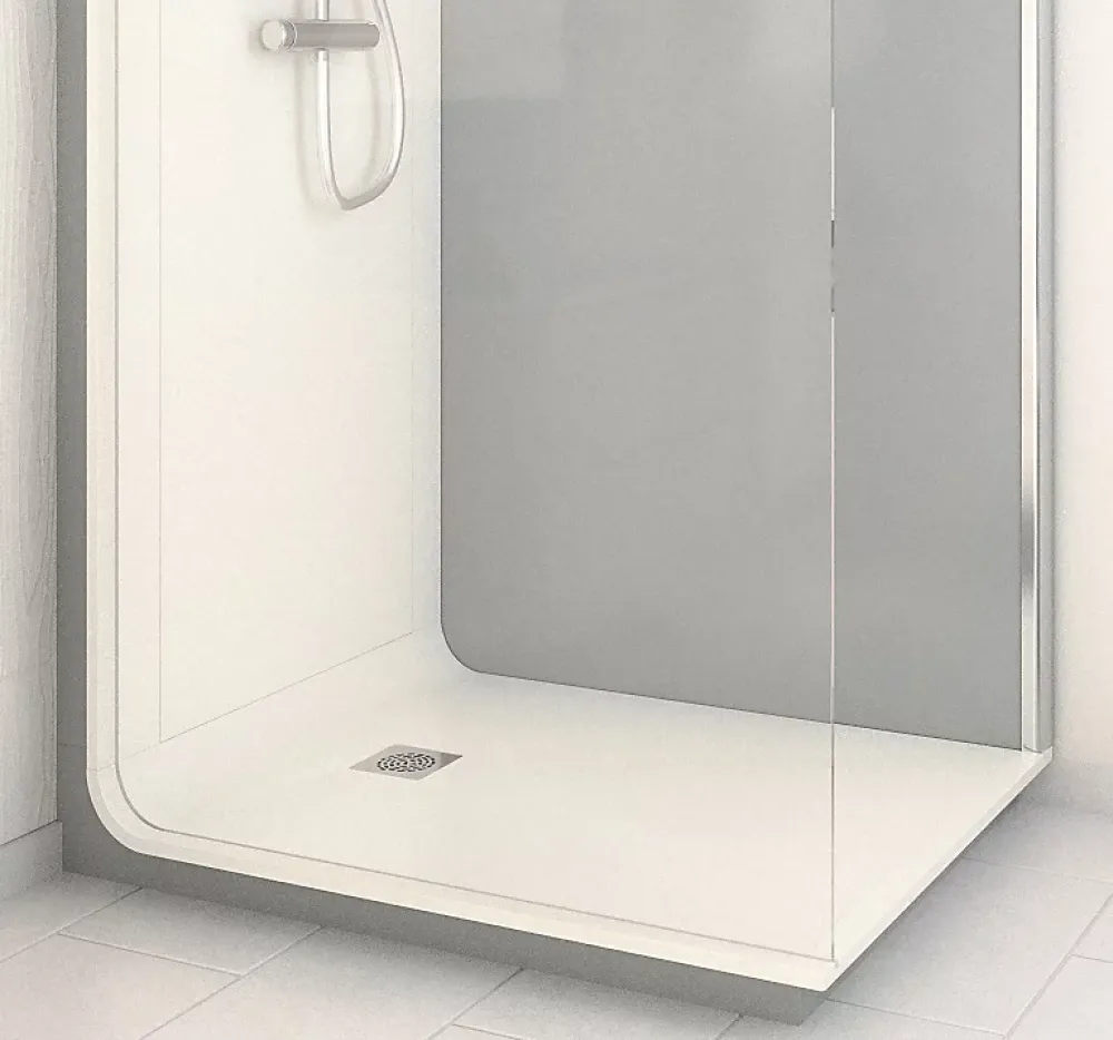 Cabine de douche à l’italienne l.80 x L.120 x H.218 cm – effet ciment, receveur de plain-pied antidérapant, Elmer Serenity