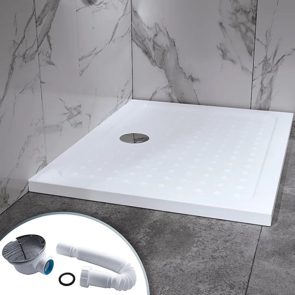 Cabine De Douche|Saniverre Cabine de douche ATÉA-BLACK H.180 cm, 80 x 90 cm, 2 portes pliantes et pivotantes, verre transparent 6 mm + receveur -