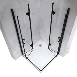 Cabine De Douche|Saniverre Cabine de douche ATÉA-BLACK H.180 cm, 70 x 70 cm, 2 portes pliantes et pivotantes, verre transparent 6 mm -