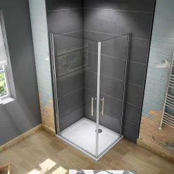AICA Sanitaire Cabine de douche battante - 6 mm Verre Anticalcaire - 80 x 70 x180 cm - installer réversible - alu Chrome