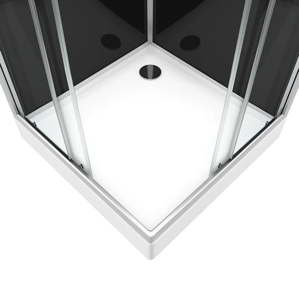 Aurlane Cabine de douche carrée 80x80x195 - Portes coulissantes en verre trempé 5mm - SQUARY BLACK 2