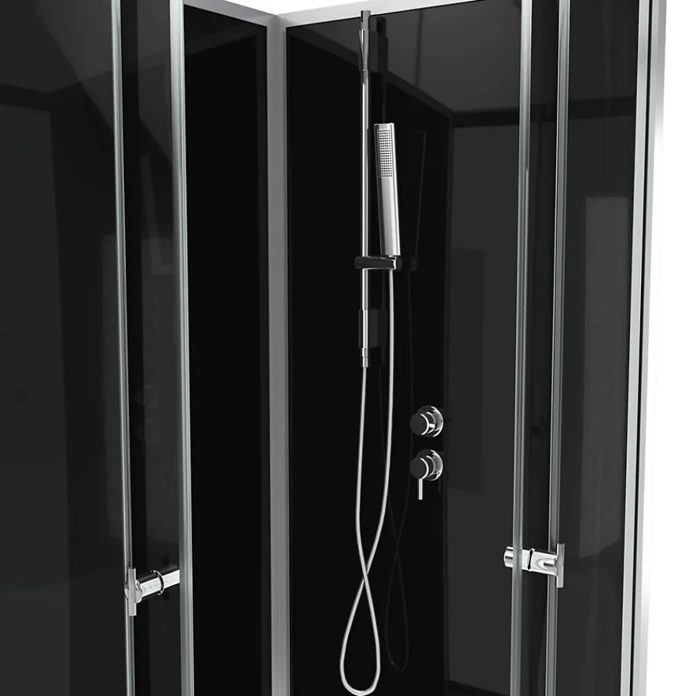 Aurlane Cabine de douche carrée 80x80x195 - Portes coulissantes en verre trempé 5mm - SQUARY BLACK 2