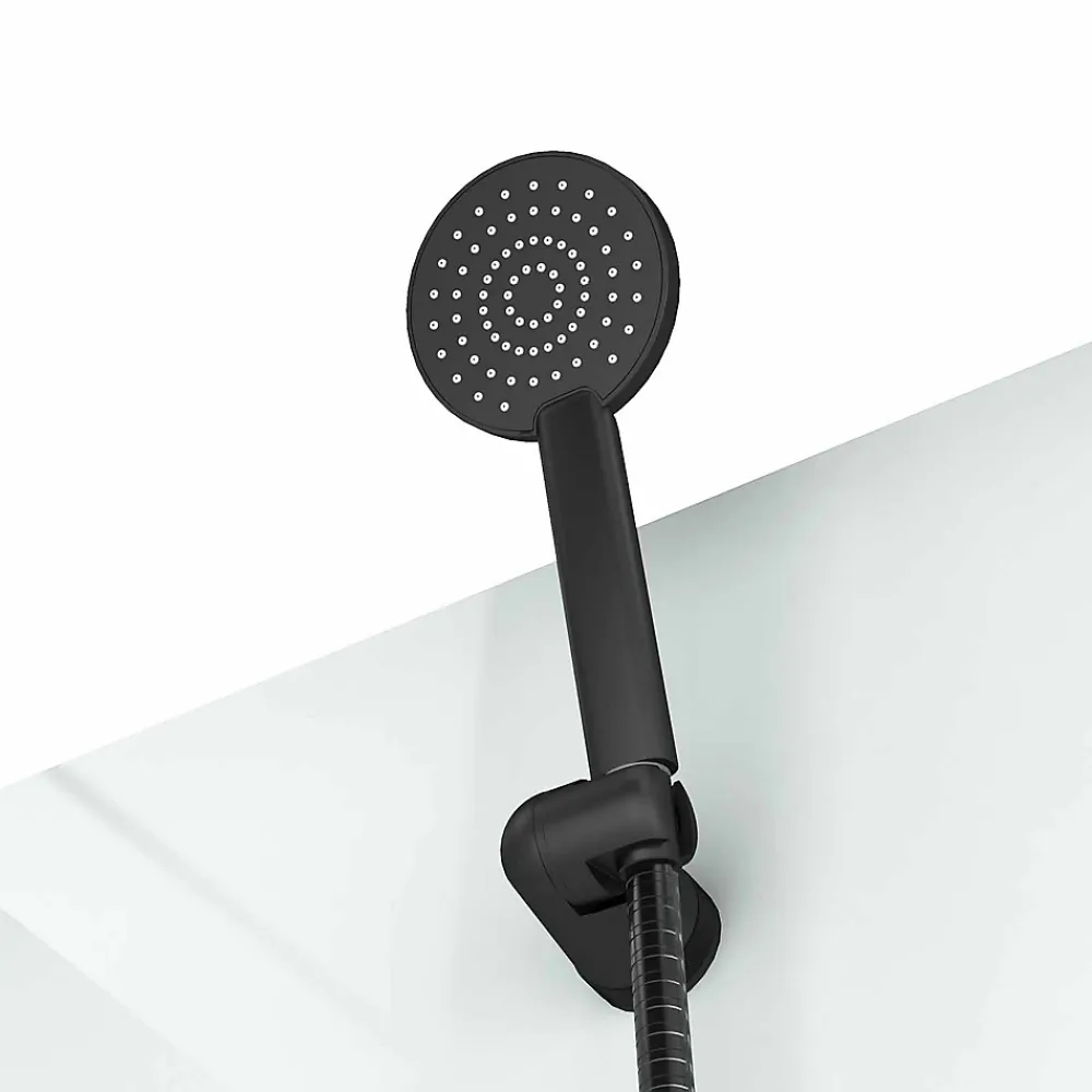Aurlane Cabine de douche carrée 80x80x200cm - Porte pivotante - Fonds Blancs - Receveur et Profilés Noirs