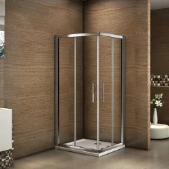Cabine De Douche|AICA Sanitaire Cabine de douche coulissante angle 100x90x185 cm - Verre sécurit 6 mm - Chrome