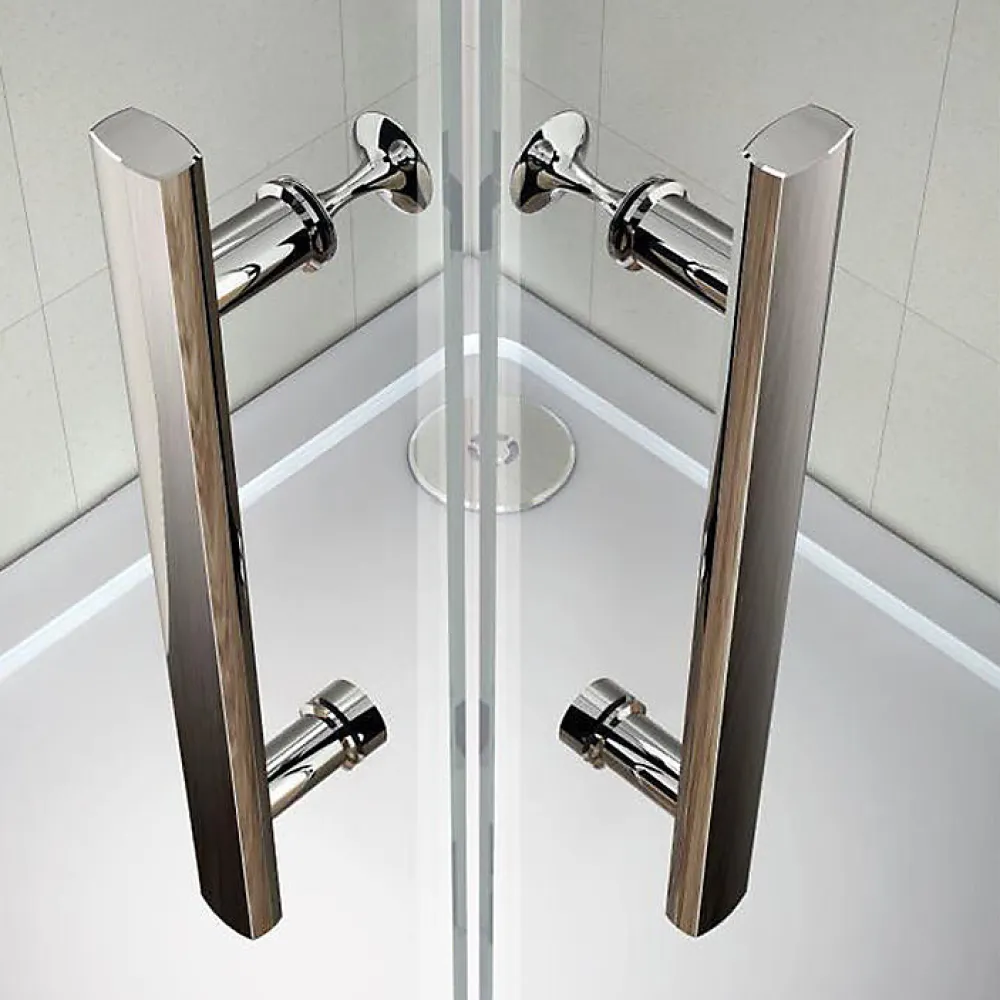 AICA Sanitaire Cabine de douche coulissante angle 90x90x185 cm - Verre sécurit 6 mm - Chrome