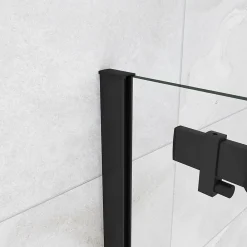 AICA Sanitaire Cabine de Douche Coulissante en Verre Anticalcaire 8 mm - 120x90x200 cm - Noir Mat - Montage Réversible