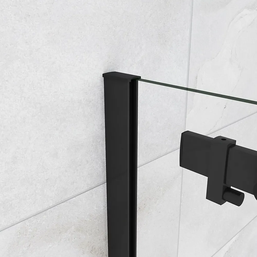AICA Sanitaire Cabine de Douche Coulissante en Verre Anticalcaire 8 mm - 120x90x200 cm - Noir Mat - Montage Réversible